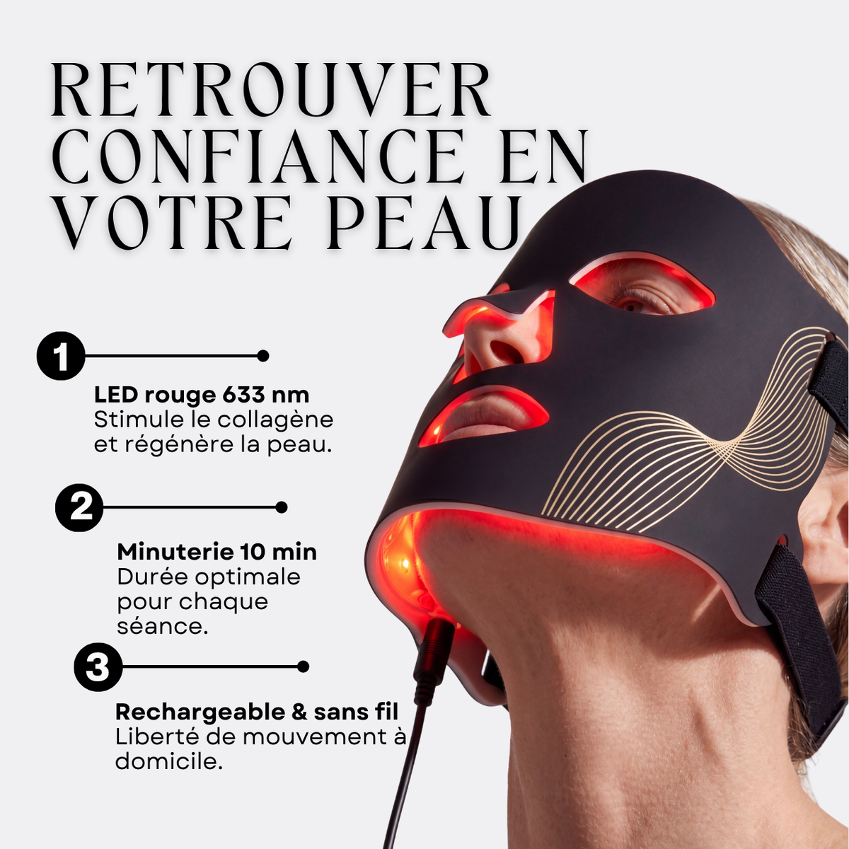 AMYO Masque LED Anti-Âge Lumière Rouge